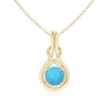 Angara Round Turquoise Solitaire Infinity Knot Pendant In Yellow Gold/sky Blue