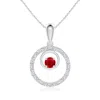 Angara Ruby And Diamond Cancer Circle Pendant In White Gold/medium Red