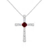 Angara Ruby And Diamond Cross Pendant In White Gold/deep Rich Red