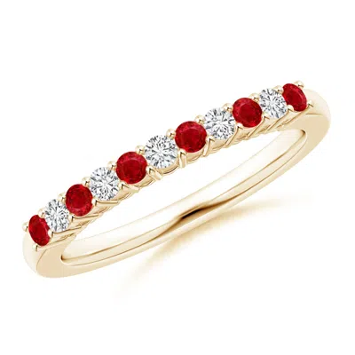 Angara Ruby And Diamond Half Eternity Wedding Ring In Red