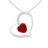 Angara Ruby And Diamond Tilted Heart Pendant In White Gold/medium Red