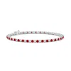 Angara Ruby And Illusion Diamond Tennis Bracelet In White Gold/medium Red