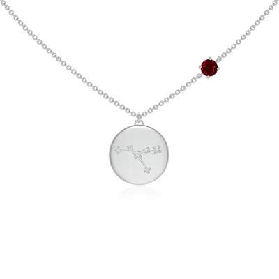 Angara Ruby Cancer Constellation Medallion Pendant In White