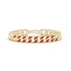 Angara Ruby Curb Chain Link Bracelet In Yellow Gold/medium Red