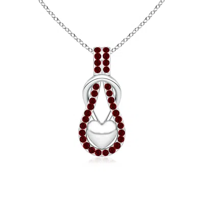 Angara Ruby Infinity Knot Pendant With Puffed Heart In Metallic