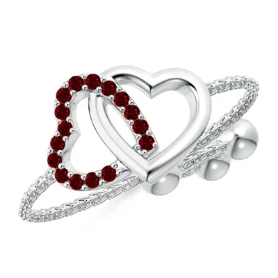 Angara Ruby Intertwined Heart Bolo Ring In Metallic