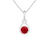 Angara Ruby Knotted Heart Pendant With Diamond In White Gold/medium Red