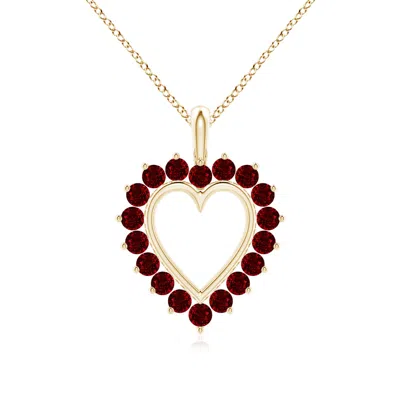 Angara Ruby Open Heart V-bale Pendant In Gold