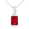 Angara Ruby Pendant With Diamond Entwined Bale In White Gold/medium Red
