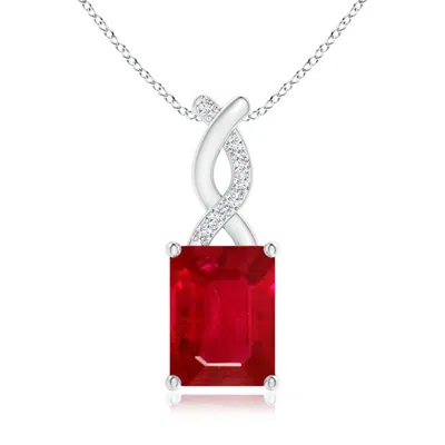 Angara Ruby Pendant With Diamond Entwined Bale In Metallic