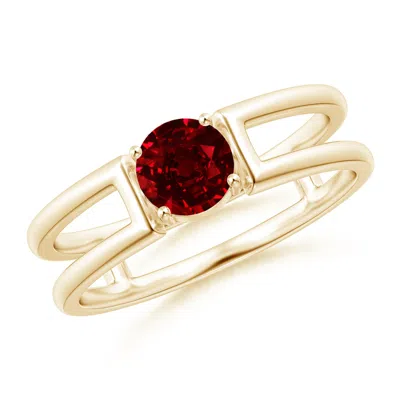 Angara Ruby Solitaire Parallel Split Shank Engagement Ring In Red