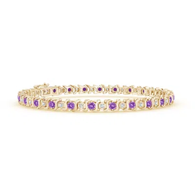 Angara S Curl Amethyst And Diamond Tennis Bracelet In Purple