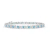 Angara S Curl Aquamarine And Diamond Tennis Bracelet In White Gold/swiss Blue