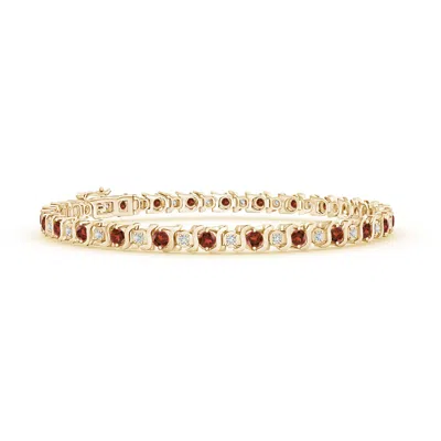 Angara S Curl Garnet And Diamond Tennis Bracelet In Gold