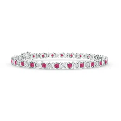 Angara S Curl Pink Sapphire And Diamond Tennis Bracelet