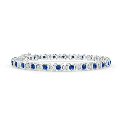 Angara S Curl Sapphire And Diamond Tennis Bracelet In Blue