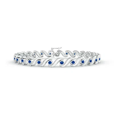 Angara S Swirl Link Illusion Blue Sapphire Tennis Bracelet In Metallic