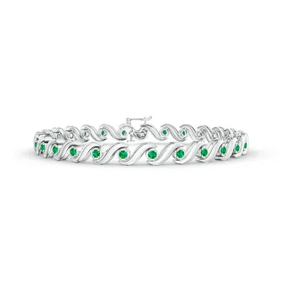 Angara S Swirl Link Illusion Emerald Tennis Bracelet In Green
