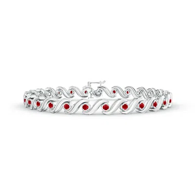 Angara S Swirl Link Illusion Ruby Tennis Bracelet In Metallic