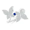 Angara Sapphire And Diamond Double Butterfly Ring In White Gold/deep Rich Blue
