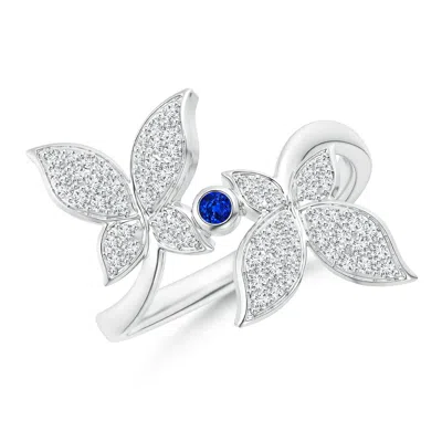 Angara Sapphire And Diamond Double Butterfly Ring In White
