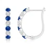Angara Sapphire And Diamond Huggie Hoop Earrings In White Gold/medium To Rich Blue