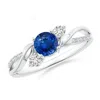 Angara Sapphire And Diamond Twisted Vine Ring In White Gold/medium To Rich Blue