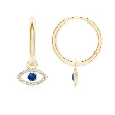 Angara Sapphire Evil Eye Hinged Hoop Earrings With Diamonds In Gold