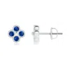 Angara Sapphire Four Leaf Clover Stud Earrings With Beaded Edges In White Gold/medium To Rich Blue