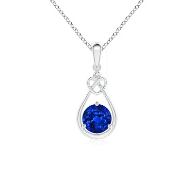 Angara Sapphire Knotted Heart Pendant With Diamond In Metallic