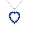 Angara Sapphire Open Heart Pendant In White Gold/deep Rich Blue