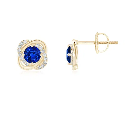 Angara Sapphire Solitaire Knot Stud Earrings In Gold