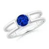 Angara Sapphire Solitaire Parallel Split Shank Ring In White Gold/deep Rich Blue
