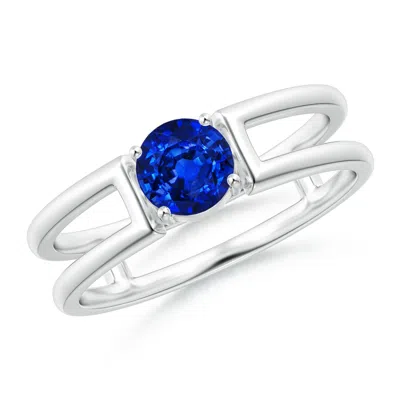 Angara Sapphire Solitaire Parallel Split Shank Ring In Blue