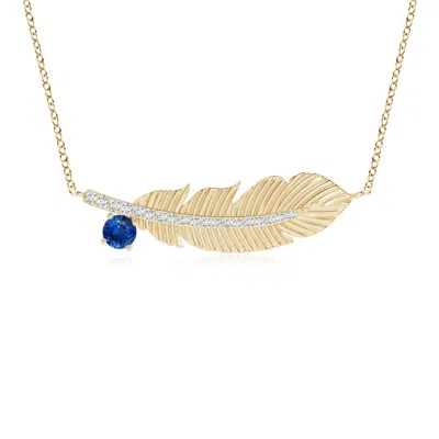 Angara Sapphire Virgo Feather Pendant With Diamonds In Gold