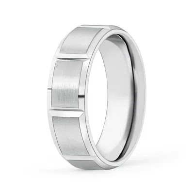 Angara Satin Finish Grooved Comfort Fit Wedding Band In White Gold