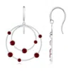Angara Scattered Bezel Garnet Twin Circle Earrings In White Gold/medium Red