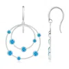 Angara Scattered Bezel Swiss Blue Topaz Twin Circle Earrings In White Gold/swiss Blue