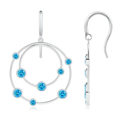 Angara Scattered Bezel Swiss Blue Topaz Twin Circle Earrings In Metallic