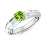 Angara Semi Bezel Dome Peridot Ring With Diamond Accents In White Gold/yellowish Green