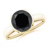 Angara Semi Bezel-set Enhanced Black Diamond Engagement Ring In Yellow Gold/black