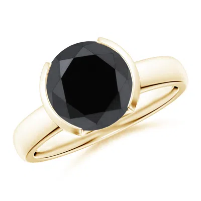 Angara Semi Bezel-set Enhanced Black Diamond Engagement Ring In Gold