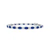 Angara Semi Bezel-set Oval Sapphire And Diamond Tennis Bracelet In White Gold/medium To Rich Blue