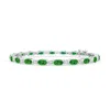 Angara Semi Bezel-set Oval Tsavorite And Diamond Tennis Bracelet In White Gold/bright Medium Green