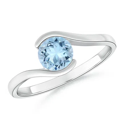 Angara Semi Bezel-set Solitaire Round Aquamarine Bypass Ring In Metallic