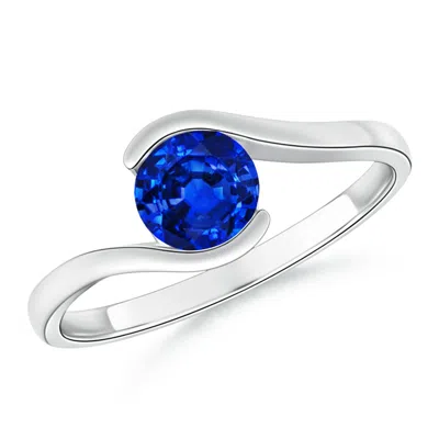 Angara Semi Bezel-set Solitaire Round Blue Sapphire Bypass Ring In Metallic