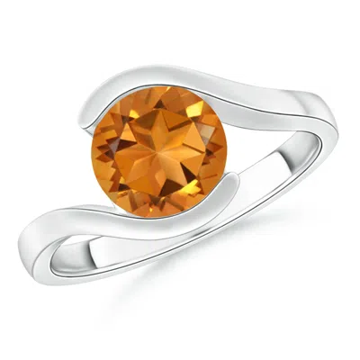 Angara Semi Bezel-set Solitaire Round Citrine Bypass Ring In Metallic