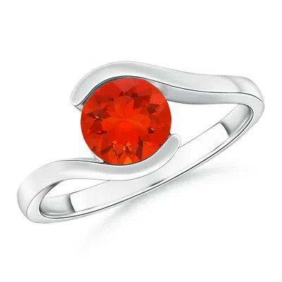 Angara Semi Bezel-set Solitaire Round Fire Opal Bypass Ring In Metallic