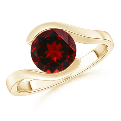 Angara Semi Bezel-set Solitaire Round Garnet Bypass Ring In Gold