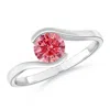 Angara Semi Bezel-set Solitaire Round Lab-grown Fancy Intense Pink Diamond Bypass Ring In White Gold/fancy Intense